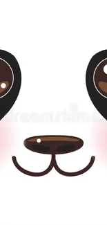 Cute minimalist panda face with blush cheeks on a white background.