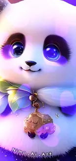 Cute fantasy panda with vibrant colors and whimsical charm.