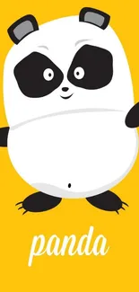 Cartoon panda on a yellow background mobile wallpaper.