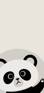 Minimalist panda waving on a beige background wallpaper.