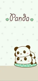 Cute panda wallpaper with dotted background and kawaii design.