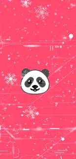 Adorable pink wallpaper featuring a panda.