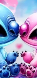 Adorable pastel alien creatures wallpaper.