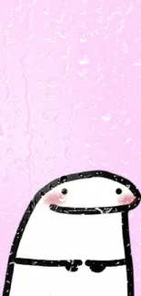 Cute cartoon character on pastel pink mobile wallpaper.