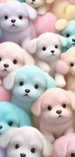 Cute pastel puppy wallpaper with fluffy cartoon dogs.