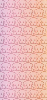 Adorable pastel puppy pattern wallpaper with pink and orange gradients.