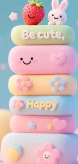 Adorable pastel stack with cute, cheerful cartoons.