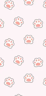 Pink paw print wallpaper with a cute design on a soft background.