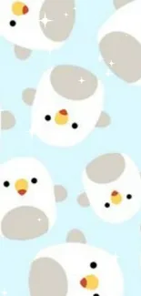 Cute penguin pattern with light blue background.