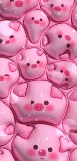 Cute pink pig cartoon faces wallpaper.