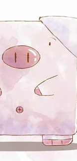 Cute cartoon piggy in pastel pink wallpaper.