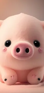 Cute 3D piglet with blush pink hues for mobile wallpaper.