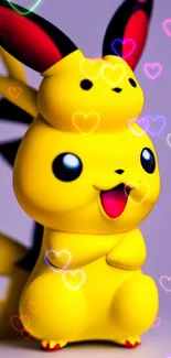 Cute Pikachu art wallpaper with vibrant yellow and playful expression.