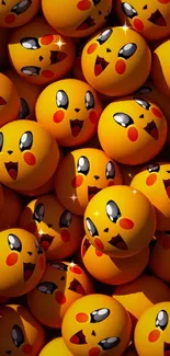 Pile of Pikachu faces with bright yellow tones.