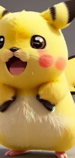 Adorable Pikachu with joyful expression mobile wallpaper.