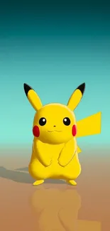 Cute Pikachu mobile wallpaper with vibrant gradient background.