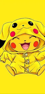 Cute mobile wallpaper of a child in Pikachu onesie.