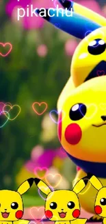 Adorable Pikachu wallpaper with vibrant yellow colors and cute Pokémon theme.