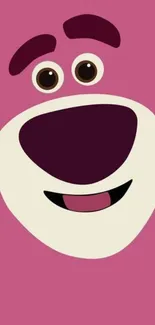 Cute pink bear face cartoon wallpaper for mobile devices.