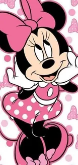 Cartoon character with pink bow and polka dot dress wallpaper.