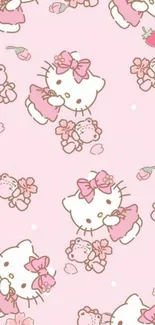 Cute pink cartoon wallpaper with an adorable character design.