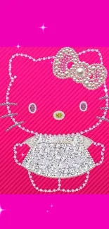 Cute Hello Kitty jewel-studded pink wallpaper.