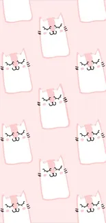 Cute pink cat pattern wallpaper with kawaii design.