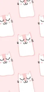 Pink cat faces pattern on a mobile wallpaper.