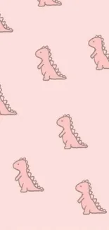 Light pink wallpaper with cute dinosaur design.