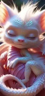 Cute pink dragon artwork for mobile wallpaper.