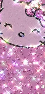 Cute pink glittery cat wallpaper with sparkling effect.