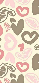 Pink heart pattern wallpaper for mobile.