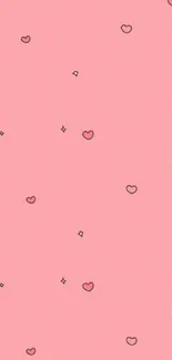 Cute pink heart patterned wallpaper for mobile devices.