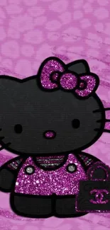 Cute Hello Kitty wallpaper with pink glitter accents.