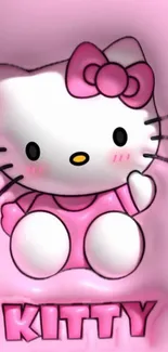 Cute pink-themed wallpaper with cartoon kitty