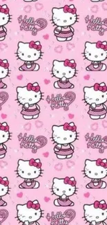 Hello Kitty pink wallpaper with cute and playful design.