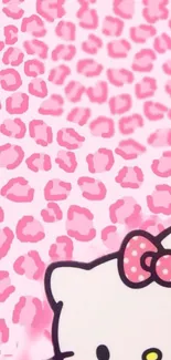 Pink leopard print with cute character on wallpaper.