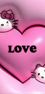 Hello Kitty pink heart love wallpaper with cute design.