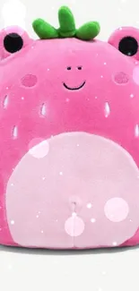 Cute pink strawberry plush wallpaper for mobile.