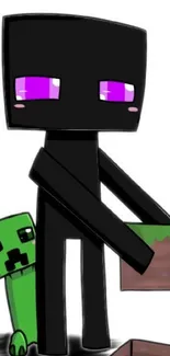 Cute pixel art wallpaper with enderman.