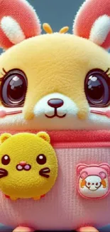 Adorable cartoon bunny with big eyes and pastel colors in a cute design.