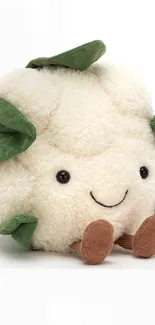 Adorable plush cauliflower with a smile.