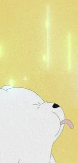 Cartoon polar bear with yellow background.