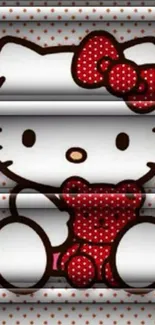 Cute character wallpaper with red polka dot accents.