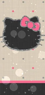 Cute kitty design with pink bow and polka dots.