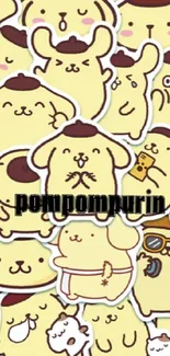 Pompompurin themed mobile wallpaper pattern.