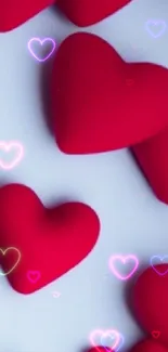 Pop figure surrounded by red hearts on a light background.