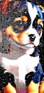 Cute puppy with raindrop effect wallpaper