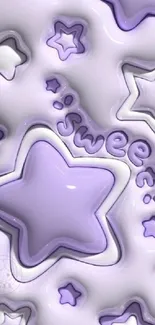 Purple 3D star wallpaper with sweet design.