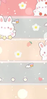 Pastel wallpaper with cute rabbits and soft colors